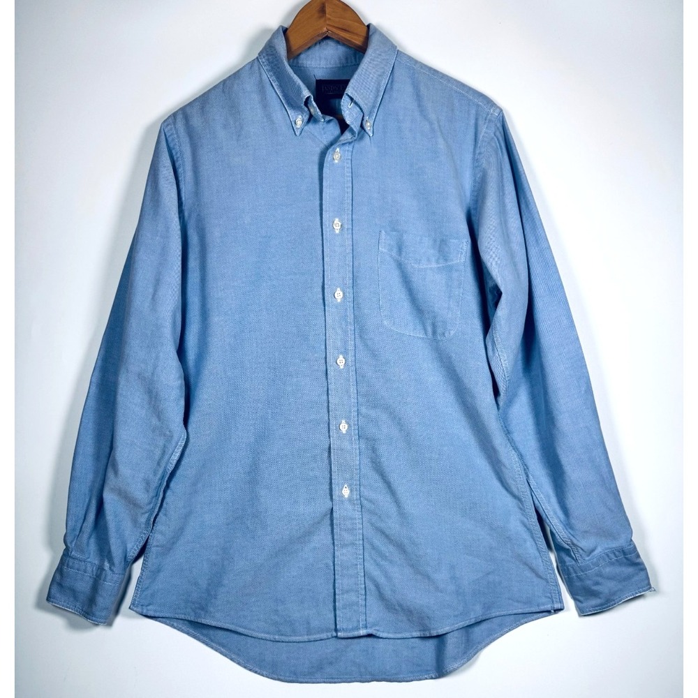 Vintage Lands End Oxford Shirt Mens 15.5 34 Blue Cotton 1995 Made in USA